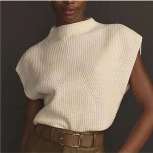 Cider High Neck White Solid Knitted Vest Size XL